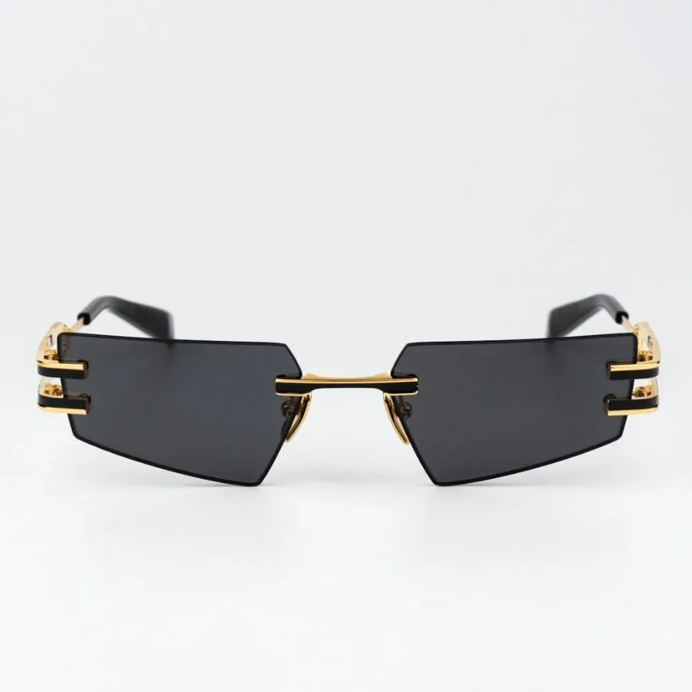 Balmain Women Sunglasses Titanium Gold Black Grey Geometric FIXE BPS-123A-54